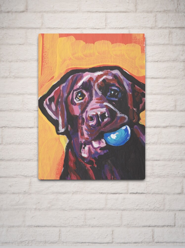 Thumbnail 2 of 4, Metal Print, Chocolate Labrador Retriever Dog Bright colorful pop dog art designed and sold by bentnotbroken11.