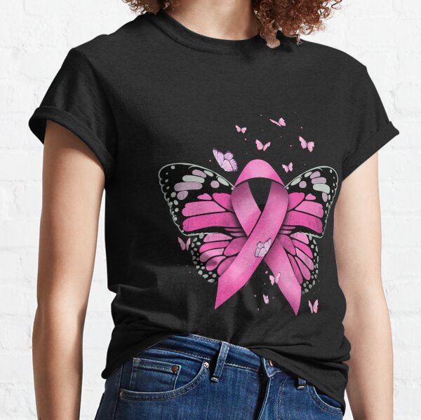 Womens Funny Mastectomy Pink Ribbon Apparel Breast Cancer Awareness V-Neck  T-Shirt