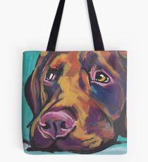 Chocolate Labrador Retriever Dog Bright colorful pop dog art Tote Bag