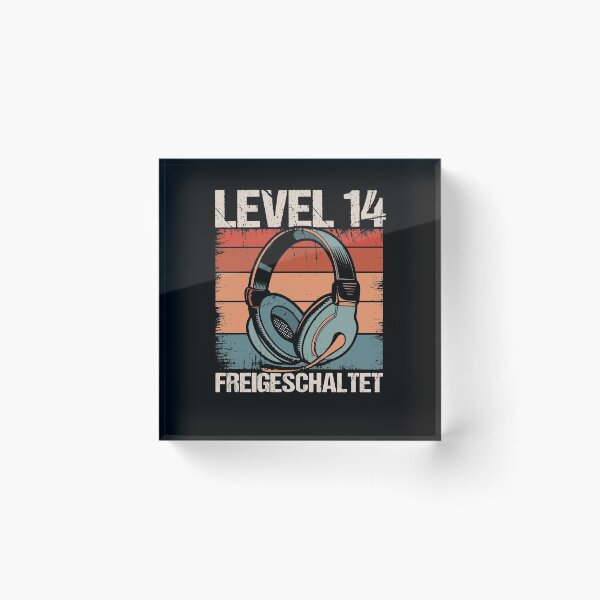 Artikelvorschau, Gamer Level 14 Geburtstag Headset Kopfhörer retro design entworfen und verkauft von brunsch-print.
