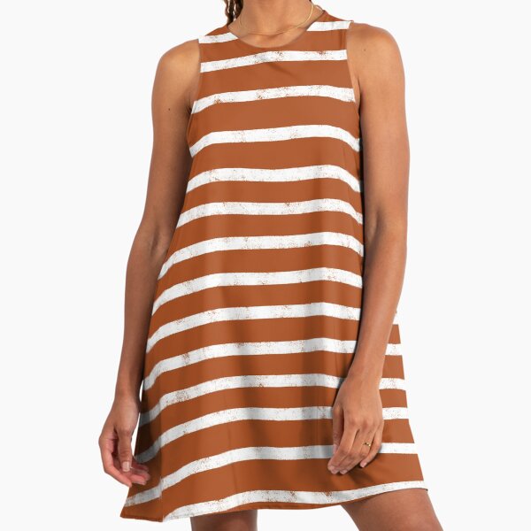 Burnt Orange Stripes (burnt orange/white)" A-Line Dress for Sale by designminds | Redbubble Burnt Orange Stripes (burnt orange/white)" A-Line Dress for Sale by designminds | Redbubble