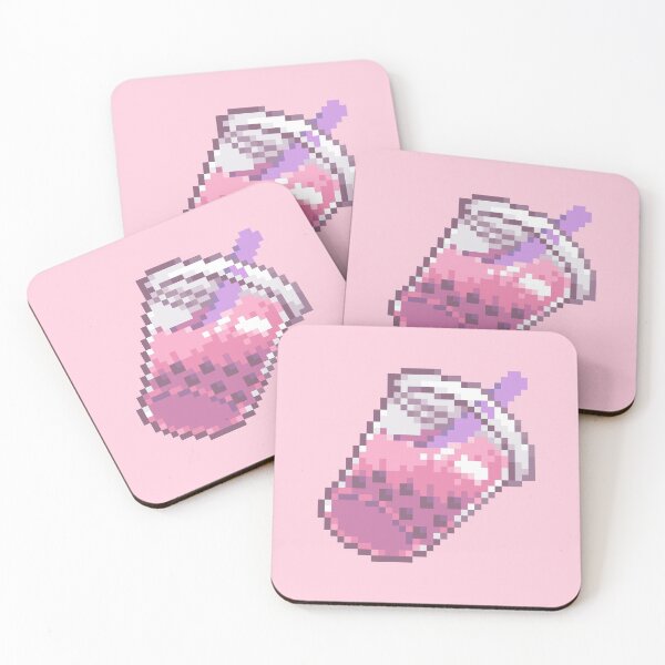 Item preview, pixel strawberry boba tea  designed and sold by abitofkake.