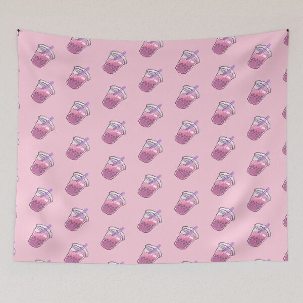 Item preview, pixel strawberry boba tea  designed and sold by abitofkake.