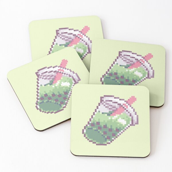 Item preview, pixel matcha boba tea  designed and sold by abitofkake.