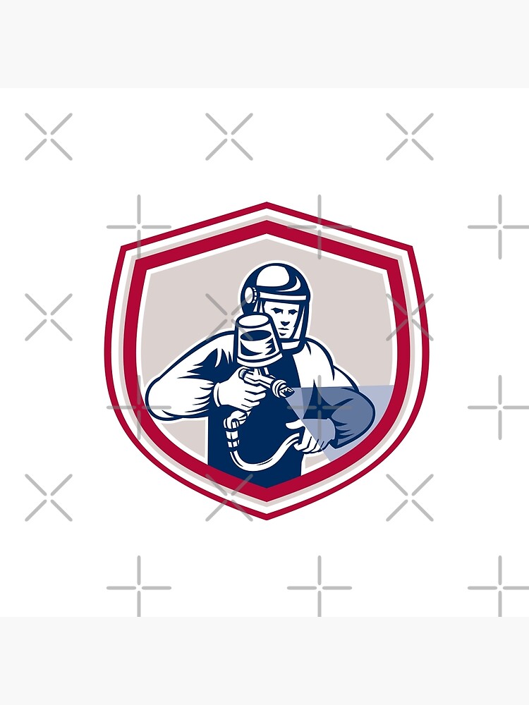 "Spray Paint Gun Painter Spraying Shield Retro" Photographic Print for