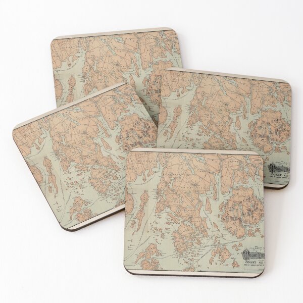 Item preview, Old Mount Desert ME Map (1890) Vintage Coastal Maine Atlas designed and sold by BravuraMedia.
