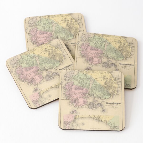 Item preview, Old Mount Desert ME Map (1885) Vintage Arcadia National Park Atlas designed and sold by BravuraMedia.