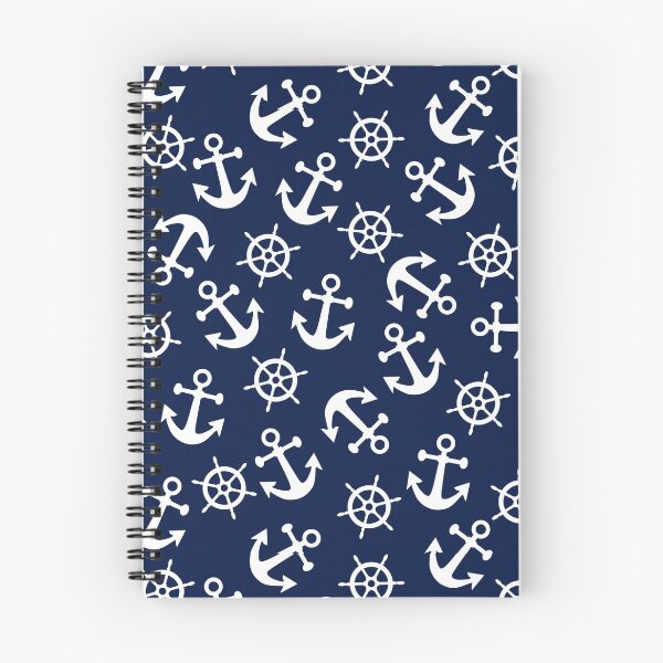 Item preview, Nautical White and Navy Blue Anchors and Wheels designed and sold by Orchyd.