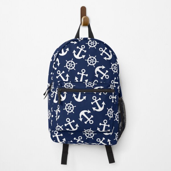 Item preview, Nautical White and Navy Blue Anchors and Wheels designed and sold by Orchyd.