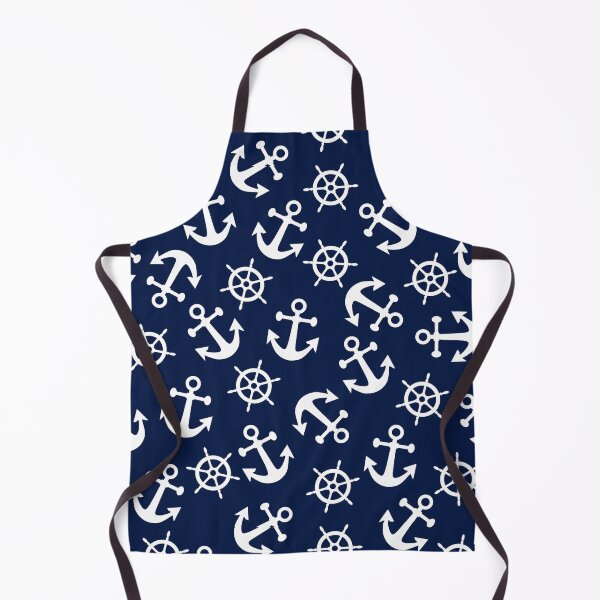 Item preview, Nautical White and Navy Blue Anchors and Wheels designed and sold by Orchyd.