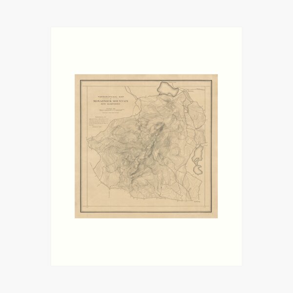 Item preview, Old Mount Monadnock Map (1891) Vintage New Hampshire Hiking Mountain Atlas designed and sold by BravuraMedia.