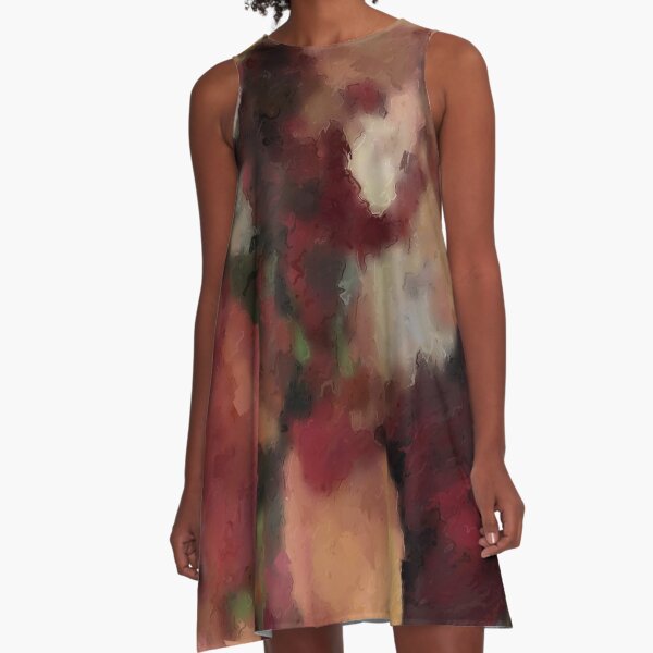 Autumn Watercolor Abstract A-Line Dress