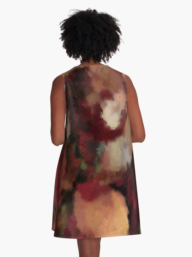 Thumbnail 3 of 4, A-Line Dress, Autumn Watercolor Abstract designed and sold by CelesteSheffey.
