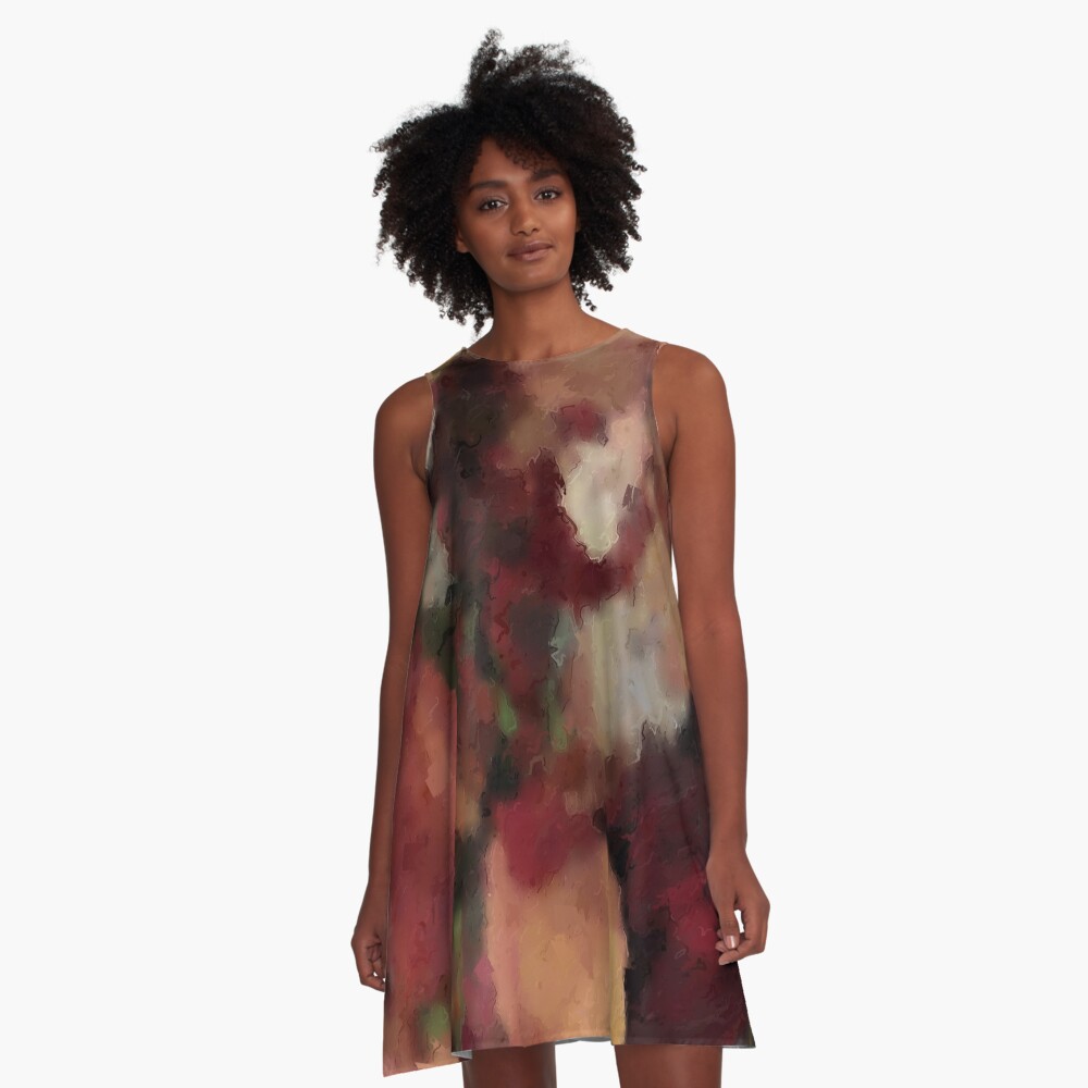 Autumn Watercolor Abstract A-Line Dress