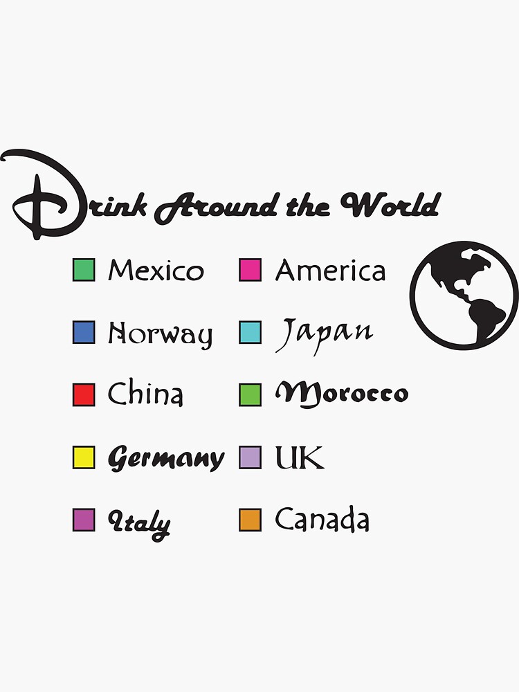"Drink Around the World Checklist Design" Sticker for Sale by
