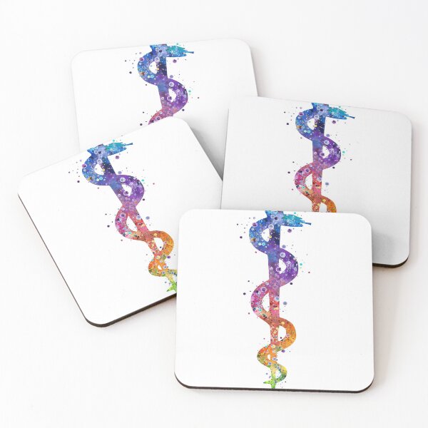 Item preview, Rod of Asclepius Colorful Watercolor Pharmacy Art designed and sold by LotusGifts.