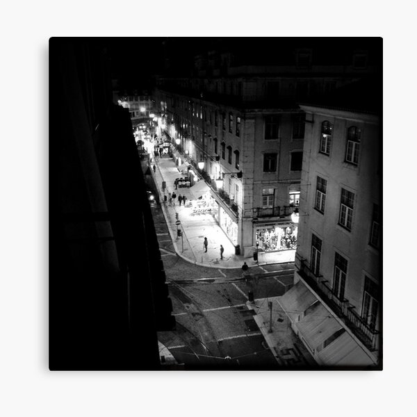 Item preview, Night street scene in Baixa Lisbon Portugal designed and sold by emergentdesigns.