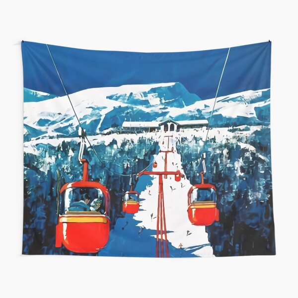 Vintage Stowe Gondola Winter Travel Ski poster Tapestry