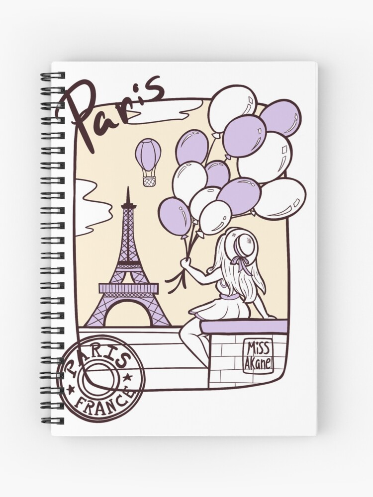 Cuaderno de espiral «Paris Francia globos - Amarillo Morado» de MissAkane |  Redbubble