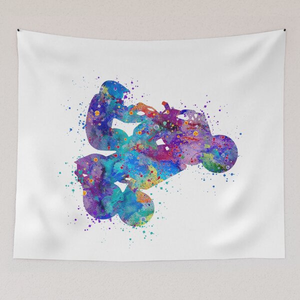 Item preview, Four Wheeler Riding Boy Blue Purple Watercolor Silhouette designed and sold by LotusGifts.