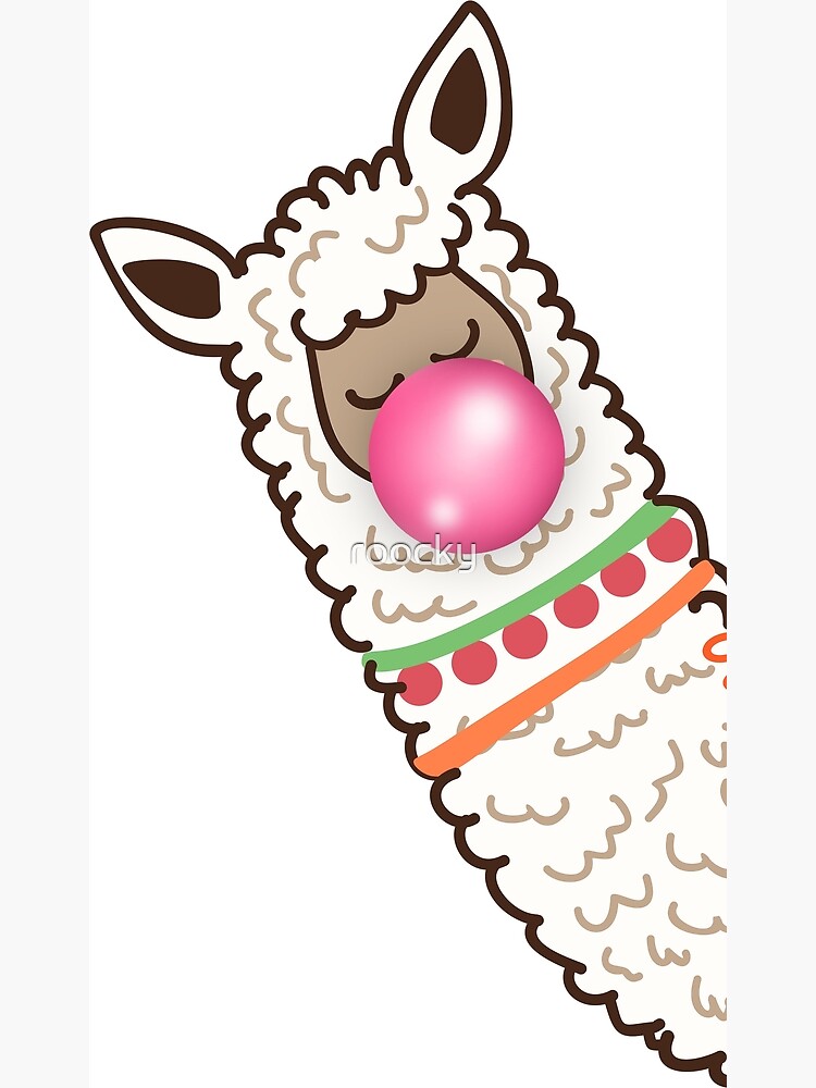 Disover Sneaky Llama With Bubble Gum Premium Matte Vertical Poster