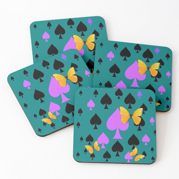 Item preview, CASINO ART OF PURPLE SPADES & BUTTERFLIES TEAL ART designed and sold by sharlesart.