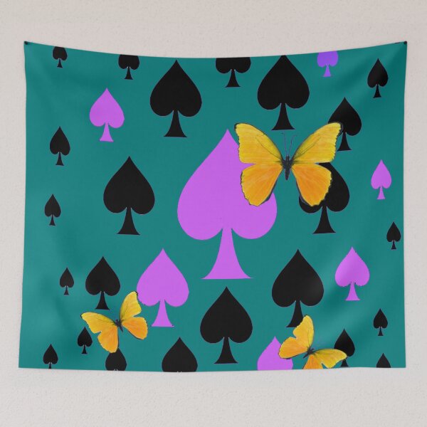 Item preview, CASINO ART OF PURPLE SPADES & BUTTERFLIES TEAL ART designed and sold by sharlesart.