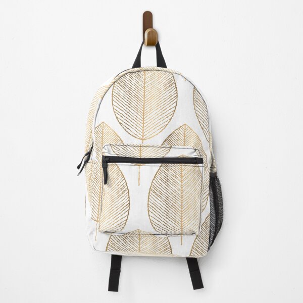 Item preview, Golden Leaves On White Geometric Pattern With White Shimmer  designed and sold by Vic Torys ☆.