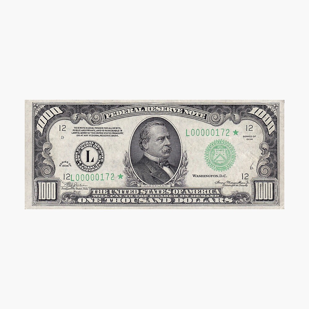 $1000 Bill Poster