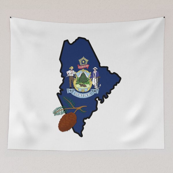 Item preview, State of Maine Flag with State Flower White Pine Cone designed and sold by Gsallicat.