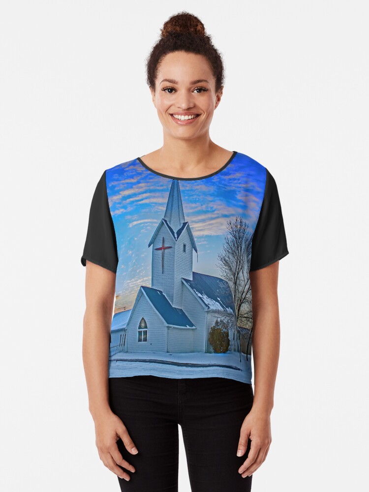 Thumbnail 1 of 6, Chiffon Top, Faith Lutheran Church Columbus ND designed and sold by Jerry Walter.