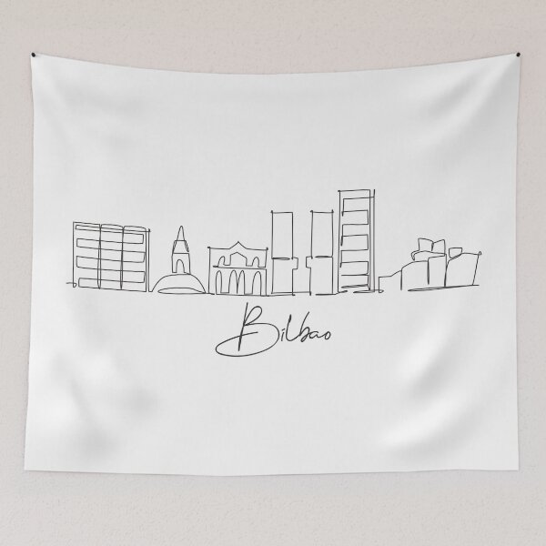 Item preview, BIlbao Skyline World Travel designed and sold by SimpleLineDraw.