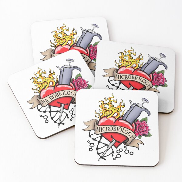 Item preview, I Heart Microbiology - Science Biology Traditional Tattoo Design designed and sold by Zit-Zat-Zot.