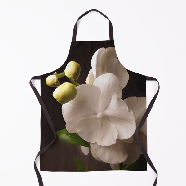 Item preview, White Serenity Phalaenopsis on Dark Brown Background designed and sold by kittenpink.