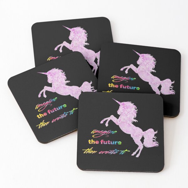 Item preview, Imagine The Future, Then Create It Pink Unicorn with tie dye font on black background designed and sold by UncleStuScience.