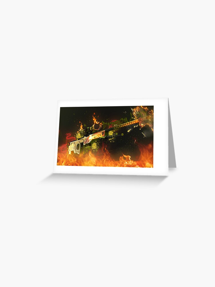 Awp Dragon Lore Greeting Card By Nukerainn Redbubble - dragon lore roblox