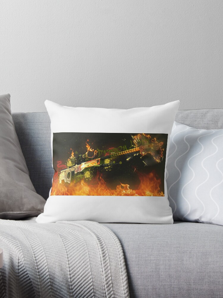 Awp Dragon Lore Throw Pillow By Nukerainn Redbubble - dragon lore roblox