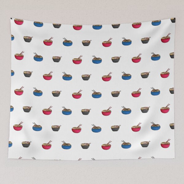 Item preview, Ramen Noodles with Chopsticks Red Blue Black Pattern designed and sold by HppyStrngHelthy.