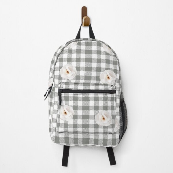 Item preview, Grey Buffalo Plaid and White Rose Pattern designed and sold by Tamas Das.