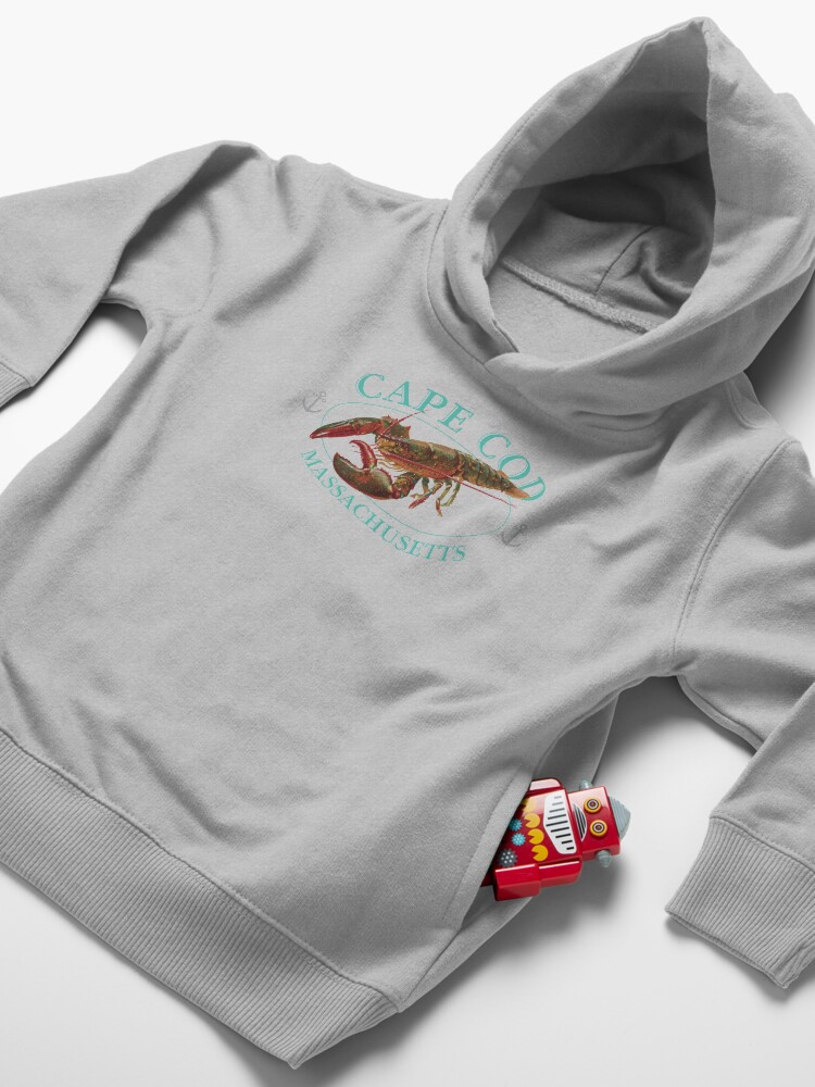 Alternate view of Cape Cod Massachusetts Vintage Lobster Design Toddler Pullover Hoodie