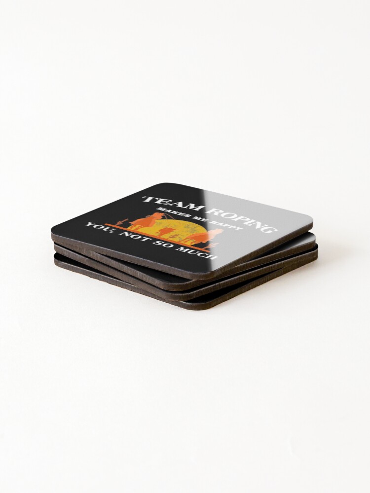Thumbnail 4 of 5, Coasters (Set of 4), Happy Rodeo Cowboy Roping Team Roper product designed and sold by jakehughes2015.