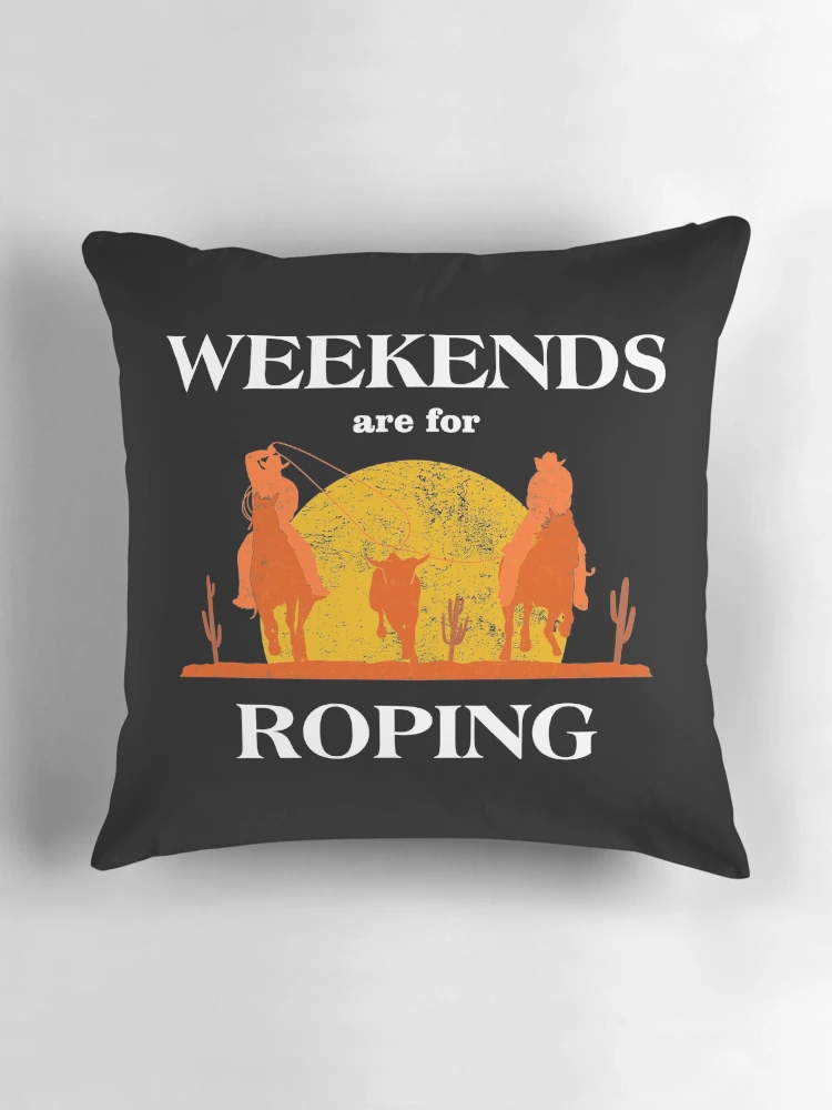 Thumbnail 3 of 4, Pillow, Weekends Roper Rodeo Team Roping graphic designed and sold by jakehughes2015.