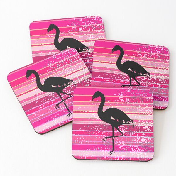 Item preview, Flamingo Silhouette on Colorful Pink Stripes and Dots designed and sold by GreenCarbon2112.