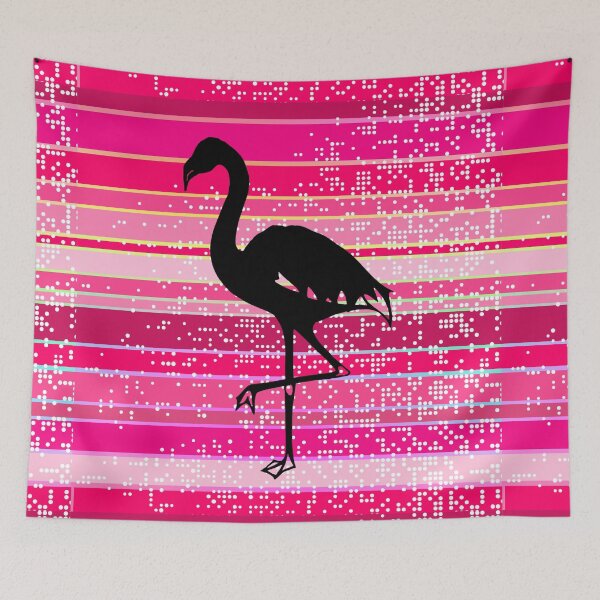 Item preview, Flamingo Silhouette on Colorful Pink Stripes and Dots designed and sold by GreenCarbon2112.