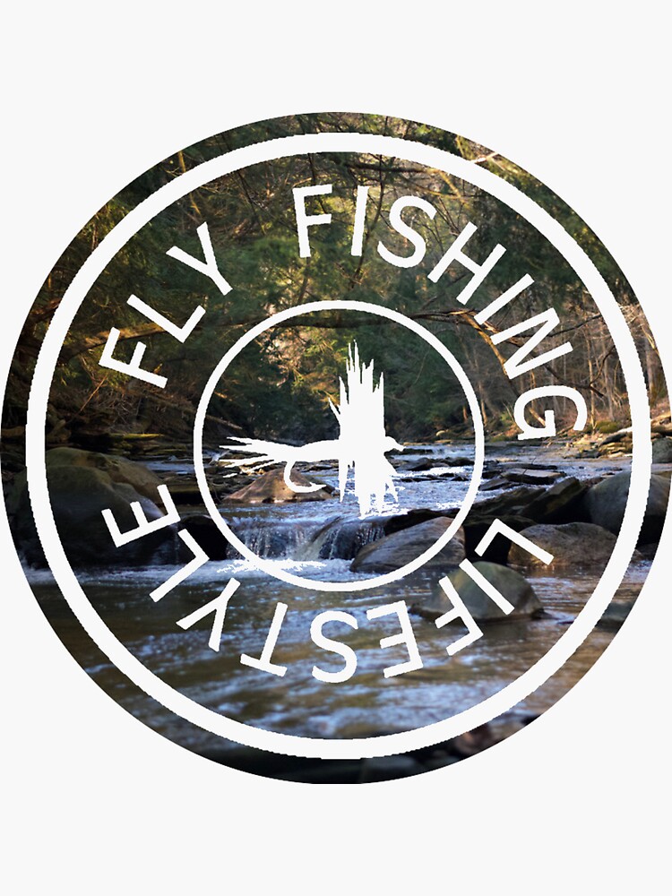 "Fly Fishing Lifestyle Stream Camo Graphic" Sticker for Sale by