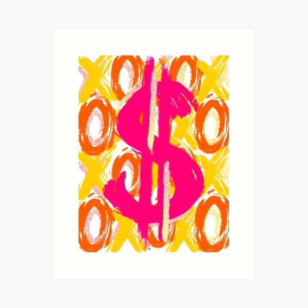 dollar sign xo - pink orange Art Print