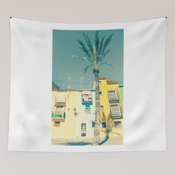 Item preview, Retro faded image row of pastel colored terrace style traditional Mediterranean homes designed and sold by Brian Scantlebury.