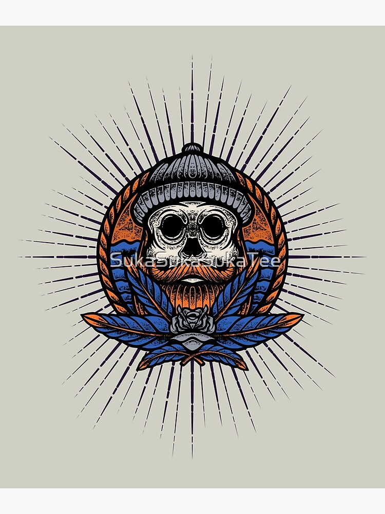 "Bearded Skull with Beanie Tattoo" Poster for Sale by SukaSukaSukaTee Redbubble