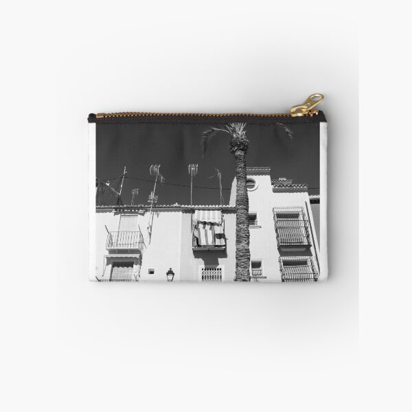 Item preview, Black and image of typical Mediterranean apartments with tall palm  designed and sold by Brian Scantlebury.