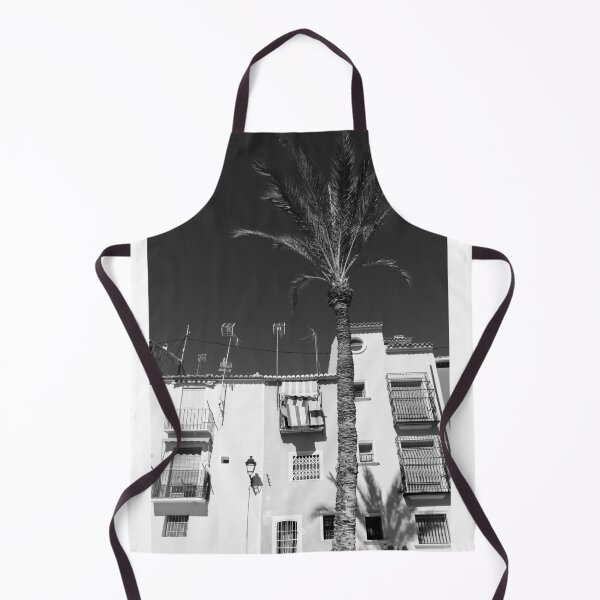 Item preview, Black and image of typical Mediterranean apartments with tall palm designed and sold by Brian Scantlebury.